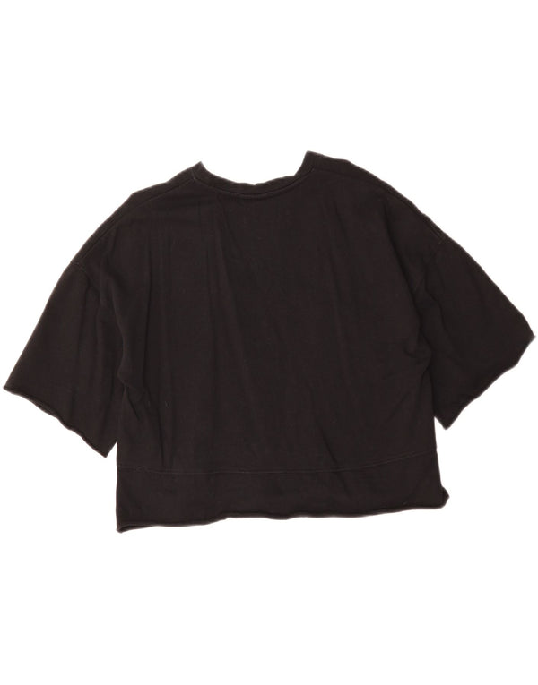 Zara Womens Oversized Crop T-Shirt Top UK 10 Small Black Bomuld