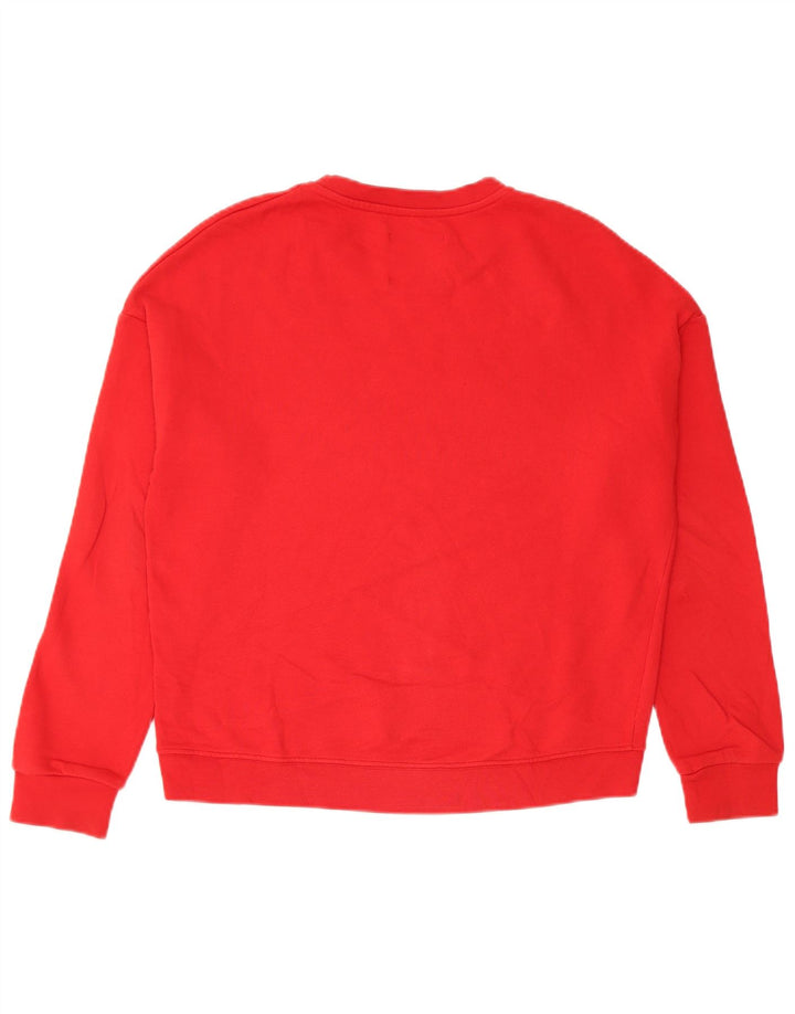 Pyrex Dame Grafisk Sweatshirt Jumper UK 14 Medium Rød Bomuld