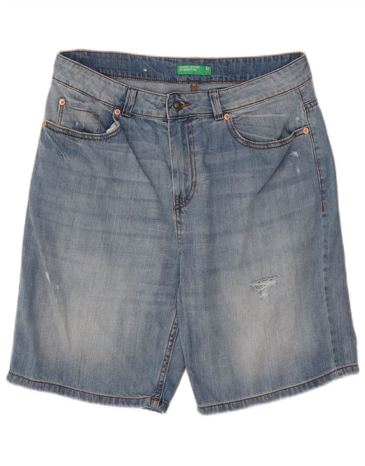 BENETTON Denim Shorts til mænd W32 Medium Blue
