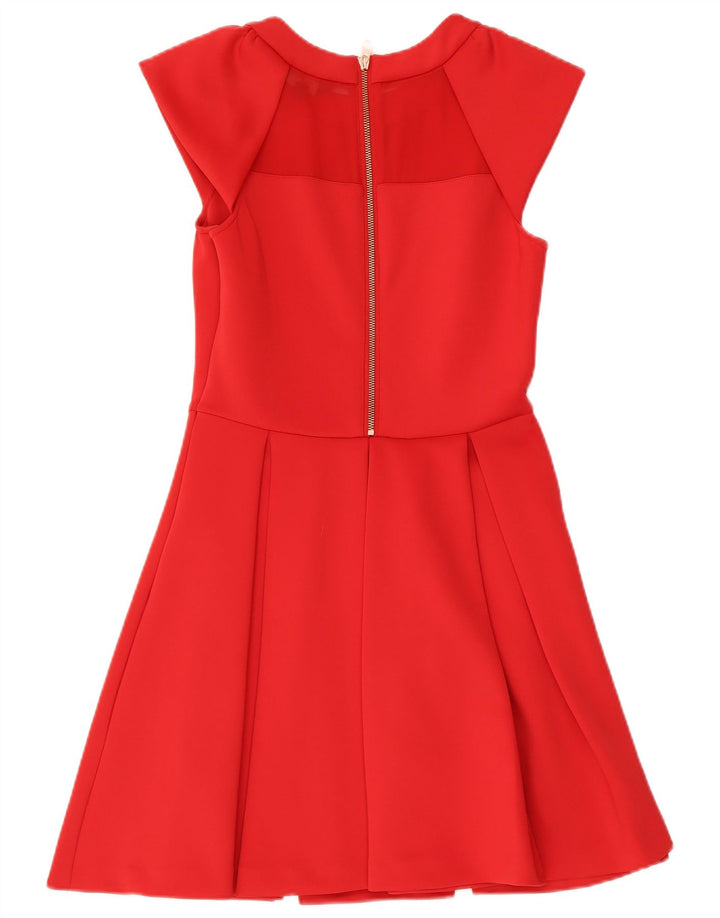 TED BAKER Womens Sleeveless A-Line Dress Size 2 Small Red Polyester