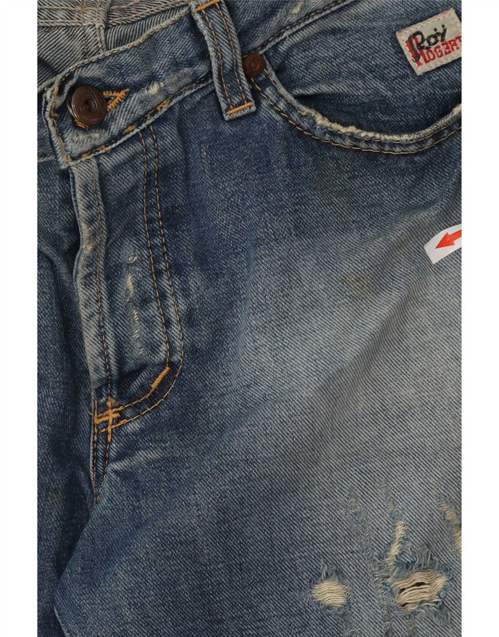 Roy Rogers Dame Distressed Bootcut Jeans W34 L32 Blå Bomuld