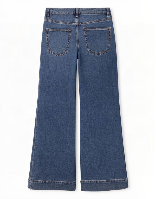 Marks & Spencer Womens High Rise Flared Jeans UK 10 Small W30 L30 Blue