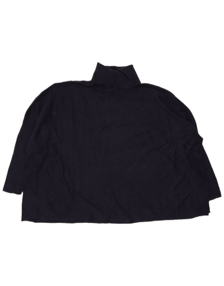 White Label Womens Crop Roll Neck Jumper Sweater UK 16 Large Navy Blue