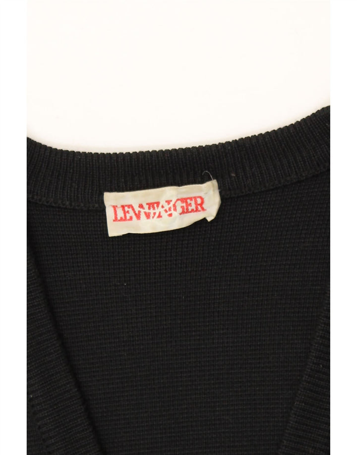 LEWINGER Womens Longline Cardigan Sweater UK 14 Large Black Wool Vintage Lewinger and Second-Hand Lewinger from Messina Hembry 