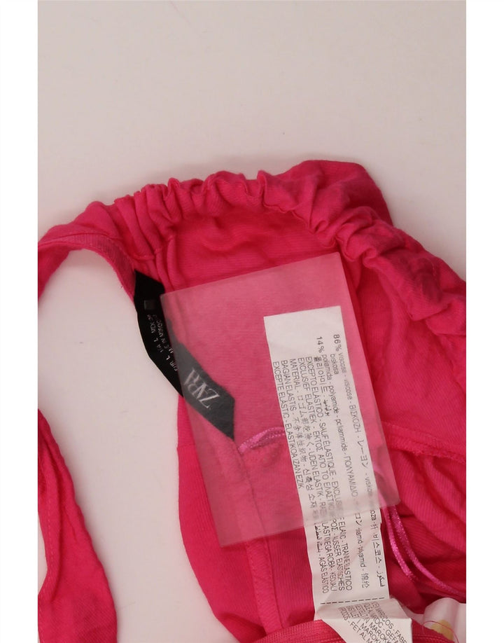 Zara Dame A-Line Kjole UK 14 Large Pink Viscose