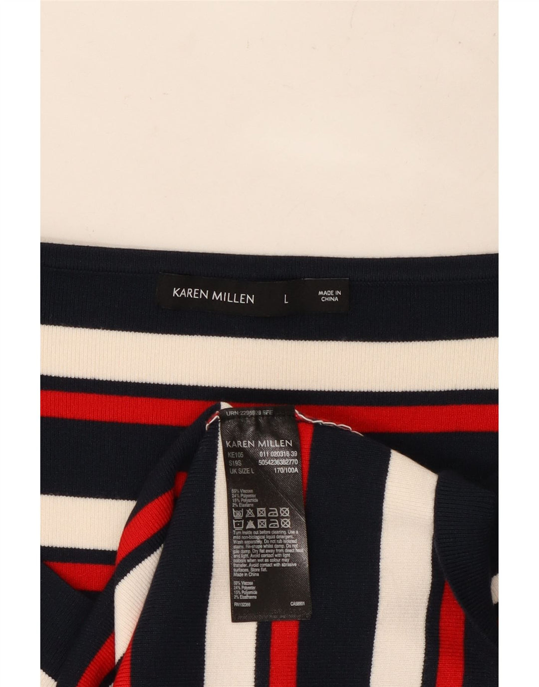 KAREN MILLEN Dame Top Langærmet UK 14 Stor Flerfarvet Stribet