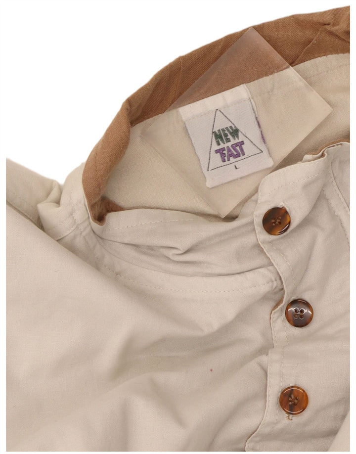 Ny Hurtig Herre Button Neck Sweatshirt Jumper Stor Hvid Bomuld