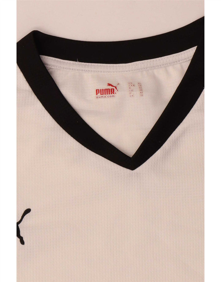 Puma T-Shirt Top UK 16 Stor Hvid Colourblock Polyester