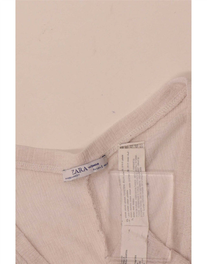 Zara Womens Crop Oversized bluse Top UK 10 Small Pink Polyester