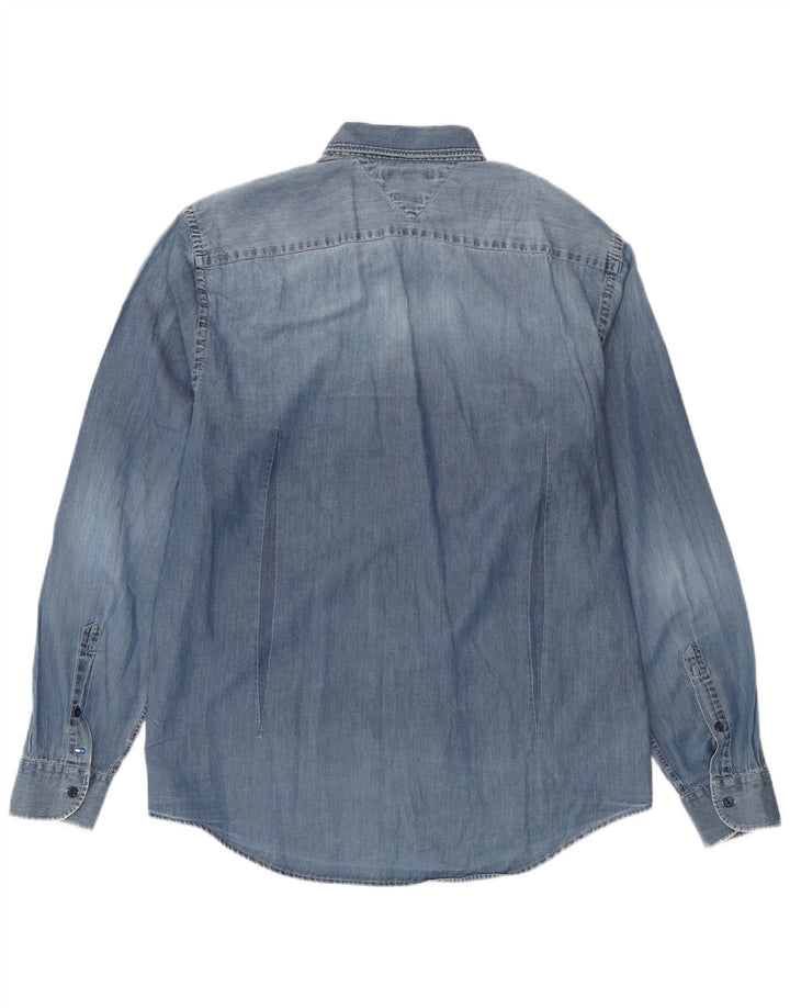 TOMMY HILFIGER New York Fit denimskjorte til mænd XL blå bomuld
