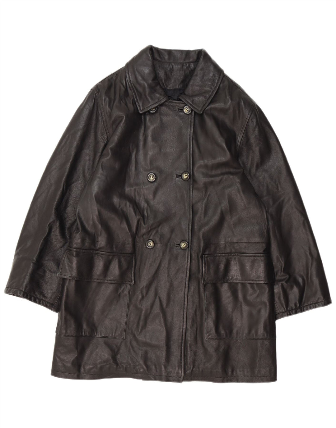 Vintage Dame Oversized Dobbeltradet Frakke IT 42 Medium Sort