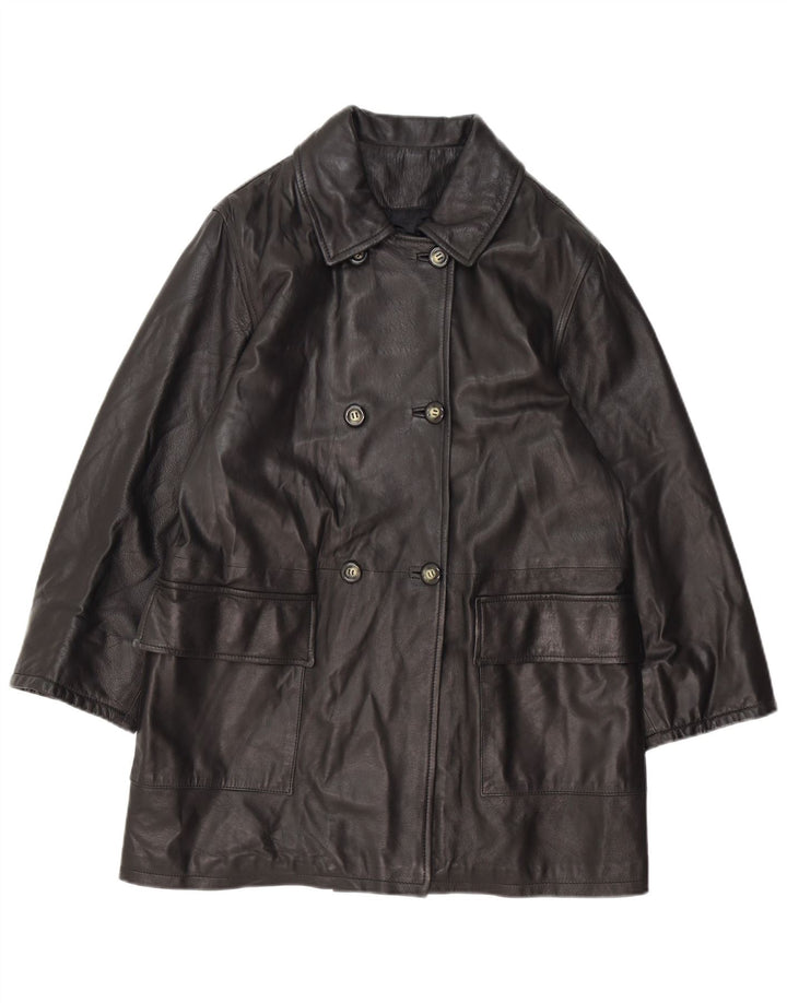 Vintage Dame Oversized Dobbeltradet Frakke IT 42 Medium Sort