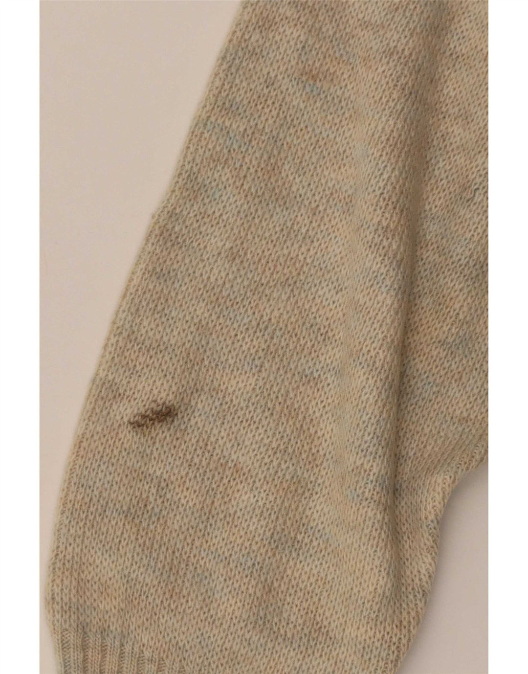 Vintage herre sweater med rund hals XL Beige geometrisk uld