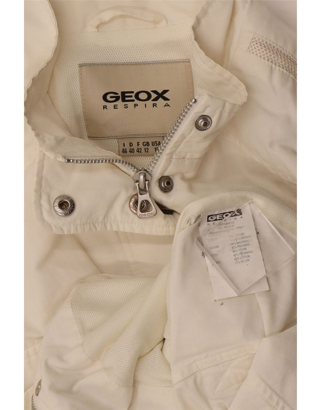 Geox Womens Respira Utility Jacket UK 12 Medium Off White Bomuld