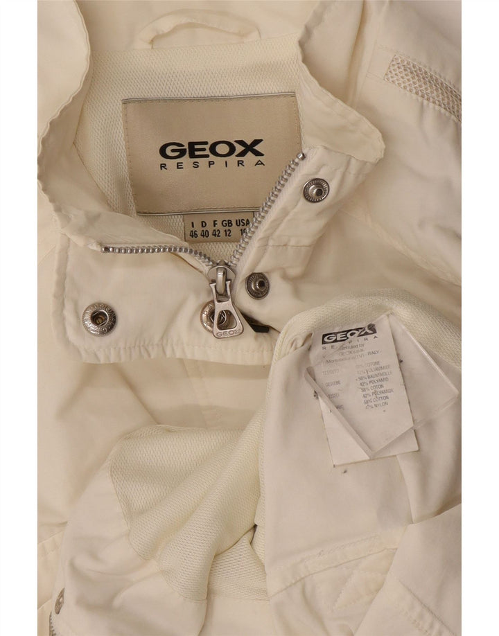 Geox Womens Respira Utility Jacket UK 12 Medium Off White Bomuld