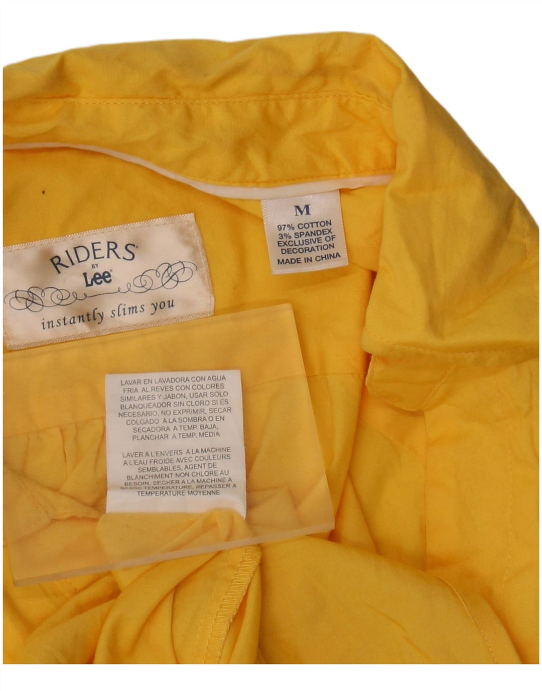 LEE Womens Riders kortærmet skjorte UK 14 Medium Yellow Cotton