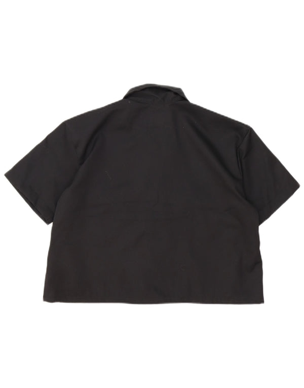 Dickies Dame Oversized Crop kortærmet skjorte UK 10 Small Black Bomuld