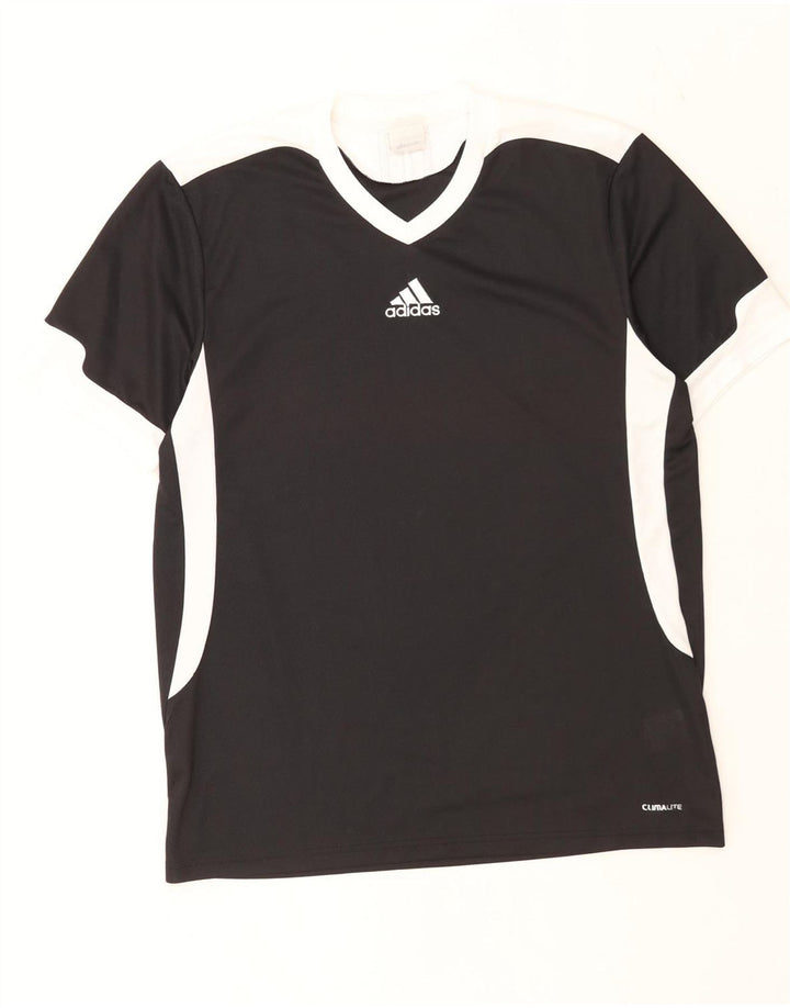 Adidas Herre Climalite T-Shirt Top Medium Sort Colourblock Polyester