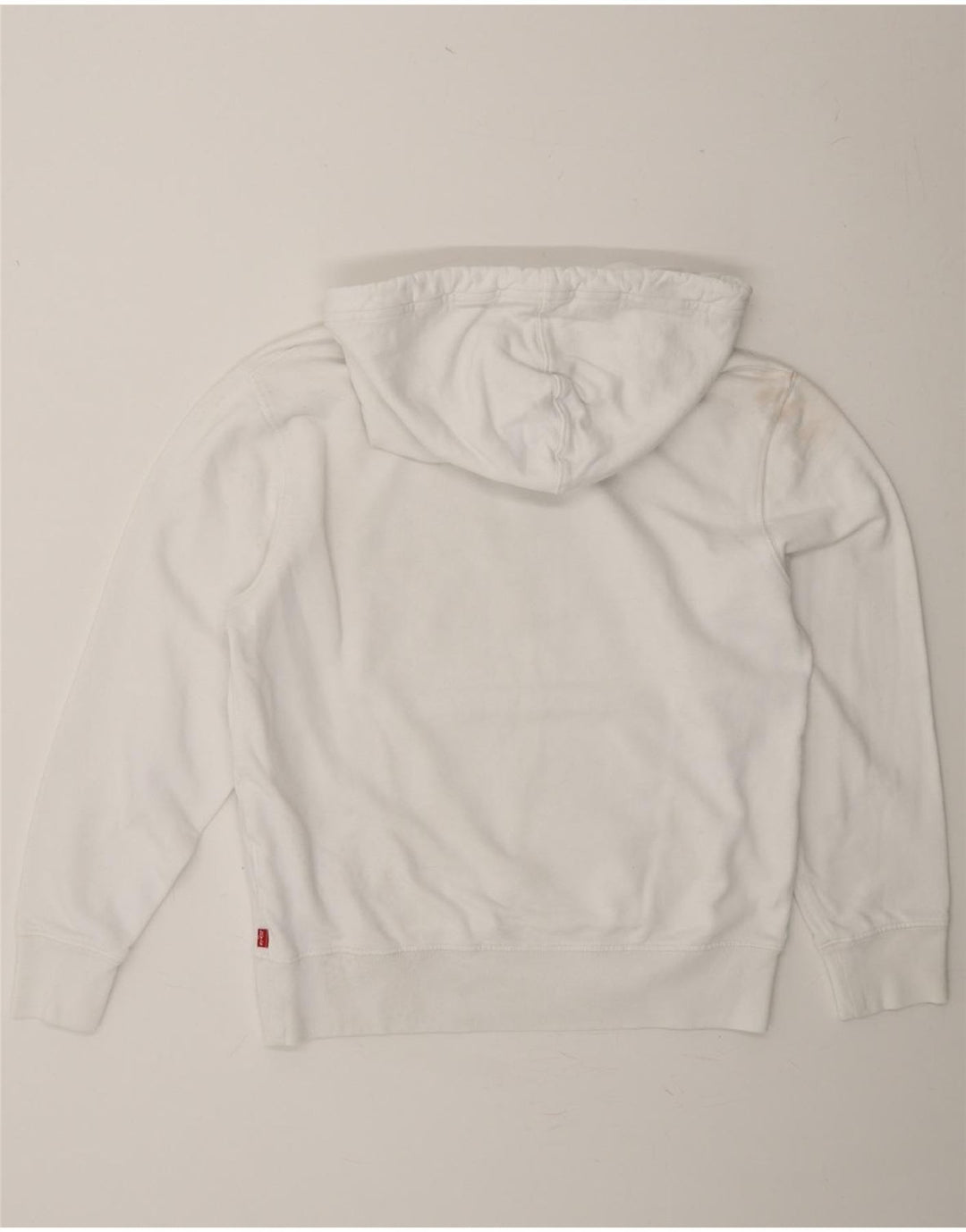 LEVI'S Mens Graphic Hoodie Jumper Small White Cotton Vintage Levi's and Second-Hand Levi's from Messina Hembry 