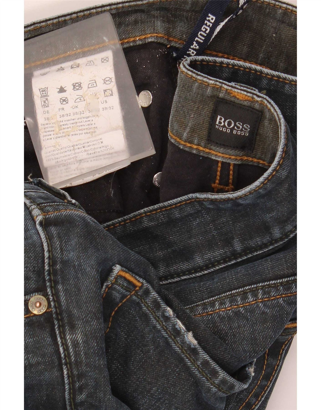 Hugo Boss Straight Jeans til mænd W38 L32 Marineblå bomuld