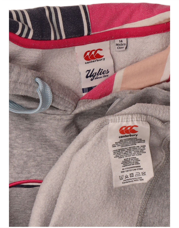 CANTERBURY Grafisk hættetrøje til kvinder UK 14 Stor grå bomuld