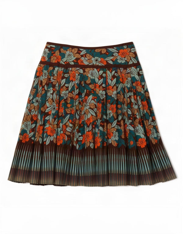 Fat Face Kvinder plisseret A-line nederdel UK 10 Small W30 Blue Floral Bomuld