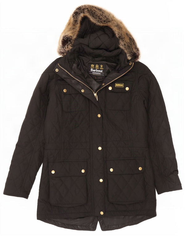 Barbour Womens Relaxed Fit Quiltet hættejakke UK 10 Small Black