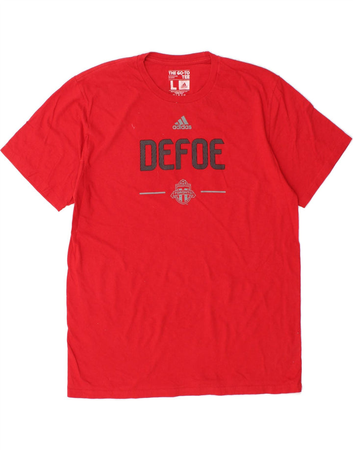 ADIDAS Womens Toronto Graphic T-Shirt Top Large Red Cotton Vintage Adidas and Second-Hand Adidas from Messina Hembry 