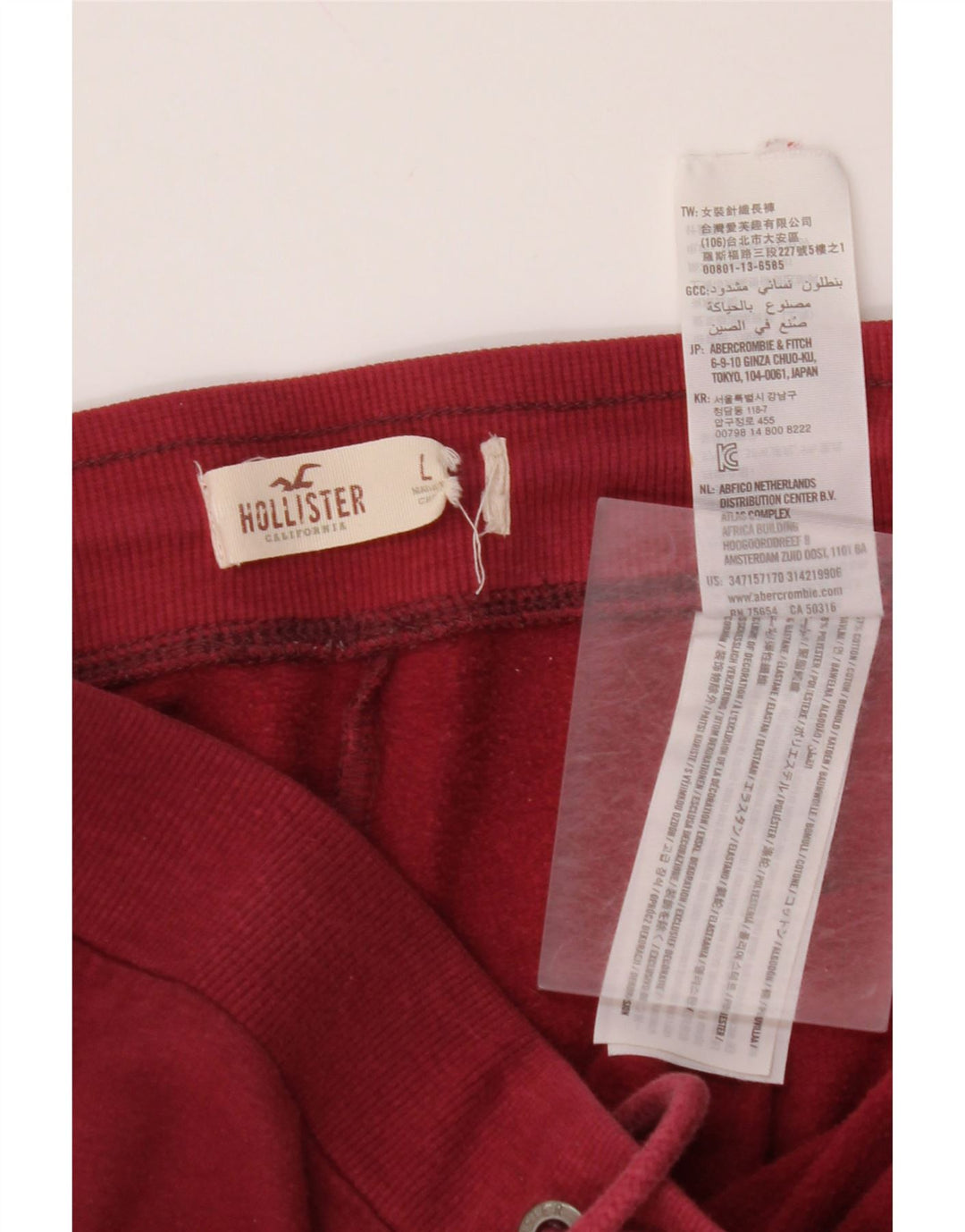 HOLLISTER Grafisk træningsdragt til kvinder Joggers UK 14 Large Burgundy