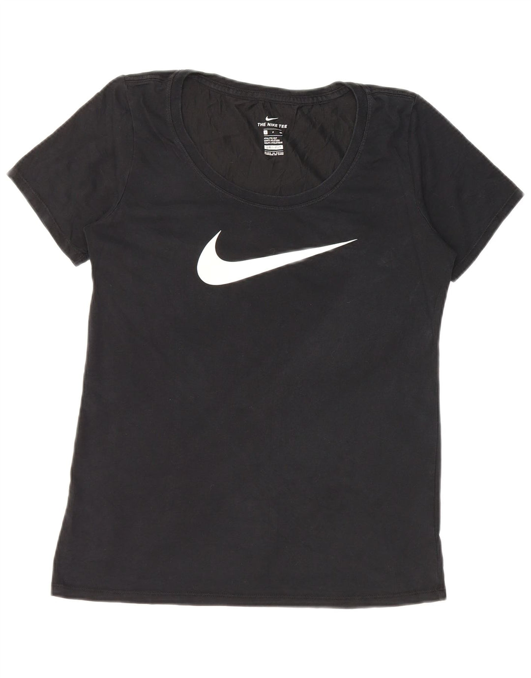 Nike Dame Athletic Cut Grafisk T-Shirt Top UK 10 Small Black Bomuld