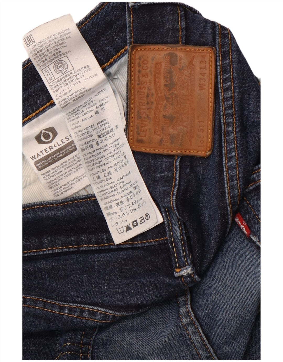 Levi's Herre 511 Slim Jeans W34 L34 Blå Bomuld
