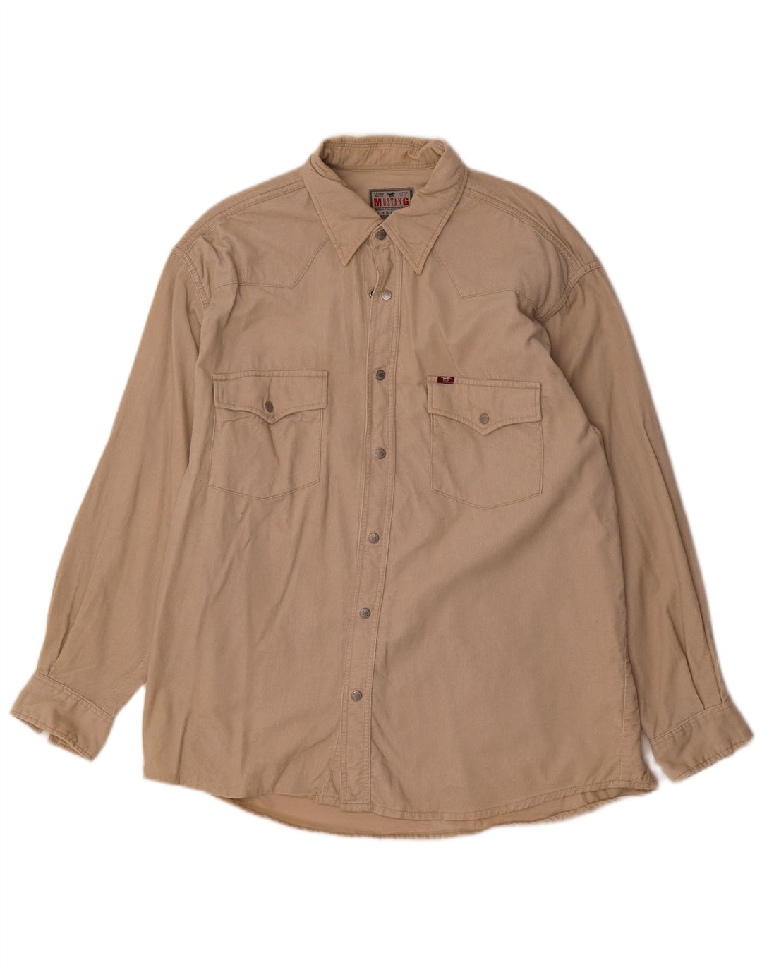 Mustang Herre Corduroy Skjorte Stor Beige Bomuld