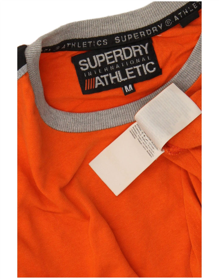 SUPERDRY Herre grafisk T-shirt Top Medium Orange Colourblock Bomuld