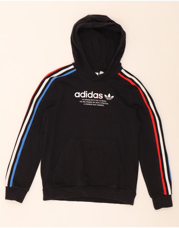 Adidas Grafisk hættetrøje til drenge 12-13 år Sort bomuld