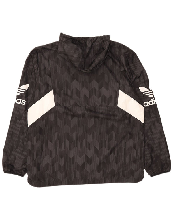 Adidas Herre Grafisk Hættejakke Anorak UK 42 XL Sort Colourblock