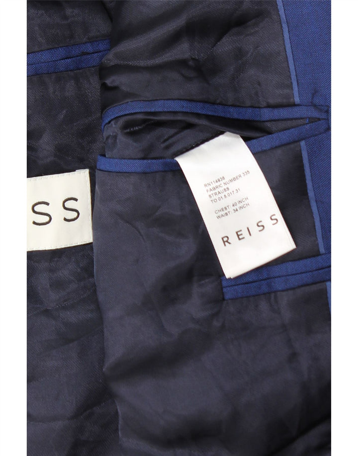 Reiss Herre 1 Knap Blazer Jacket UK 40 Large Blue Wool