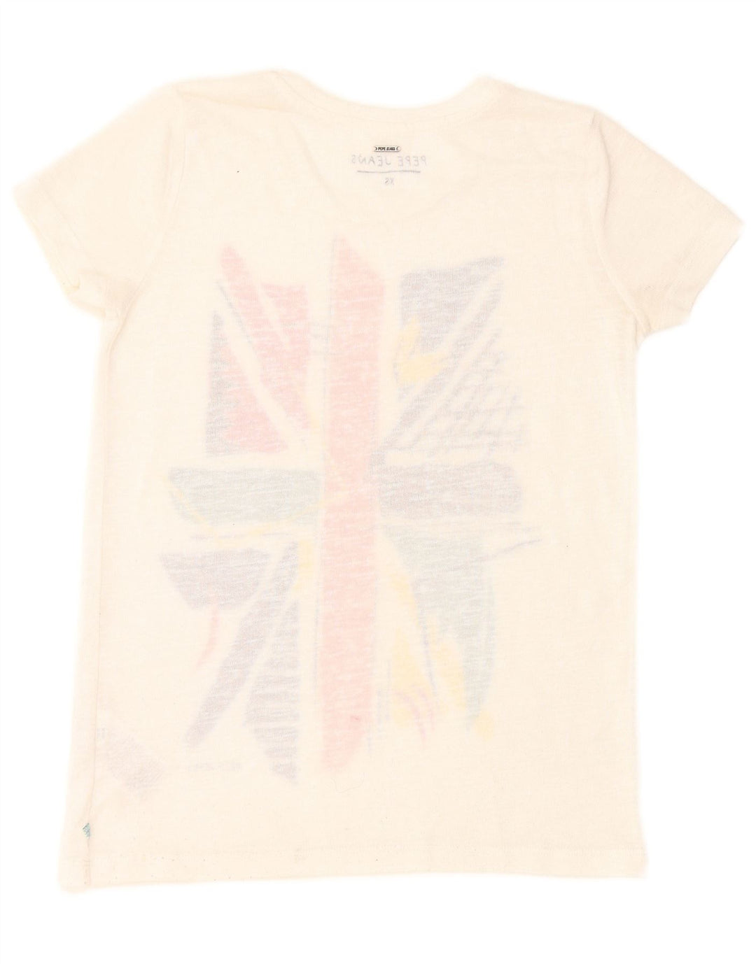 PEPE JEANS Womens Graphic T-Shirt Top UK 6 XS White Polyester