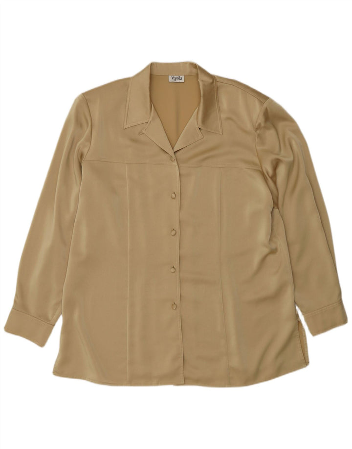 Viyella Dame Shirt Bluse UK 16 Large Gold Polyester