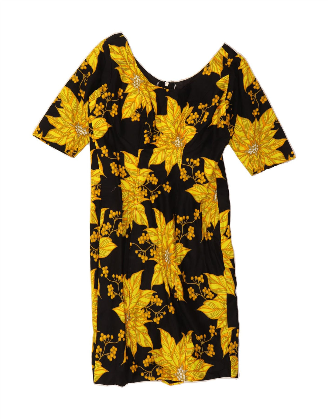 VINTAGE Womens Shift Dress UK 12 Medium Black Floral Vintage Vintage and Second-Hand Vintage from Messina Hembry 