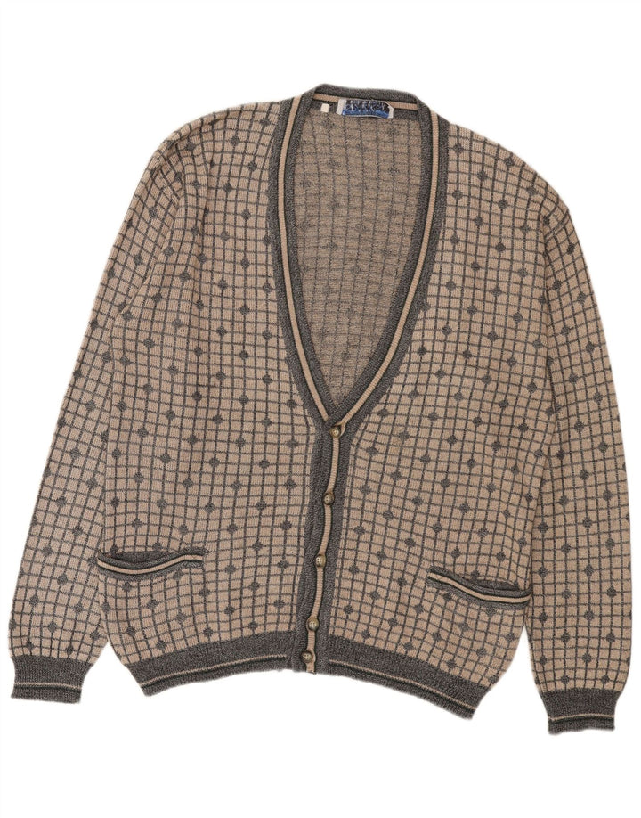 Spazio Herre Cardigan Sweater IT 52 Stor Beige Ternet Bomuld