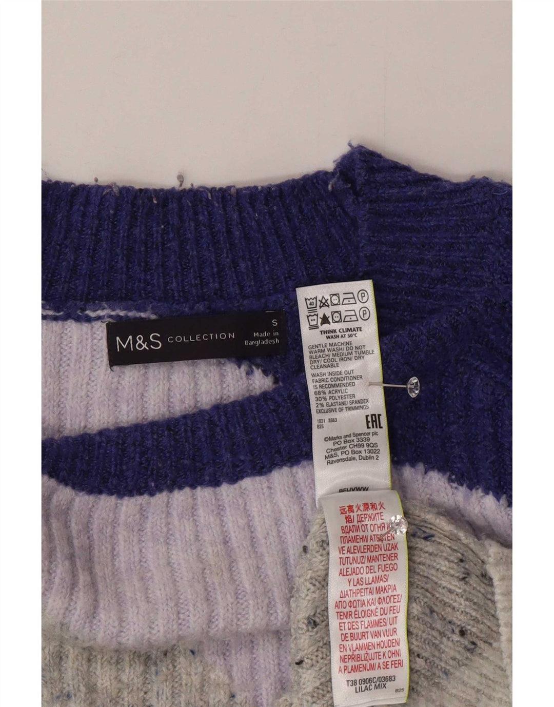 Marks & Spencer Dame Crop Crew Neck Jumper Sweater UK 10 Small Multicolou