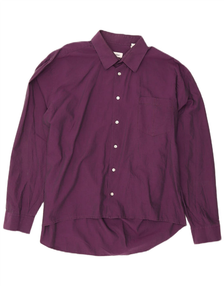 CALVIN KLEIN Herre Slim Fit skjorte str. 44 XL Lilla bomuld