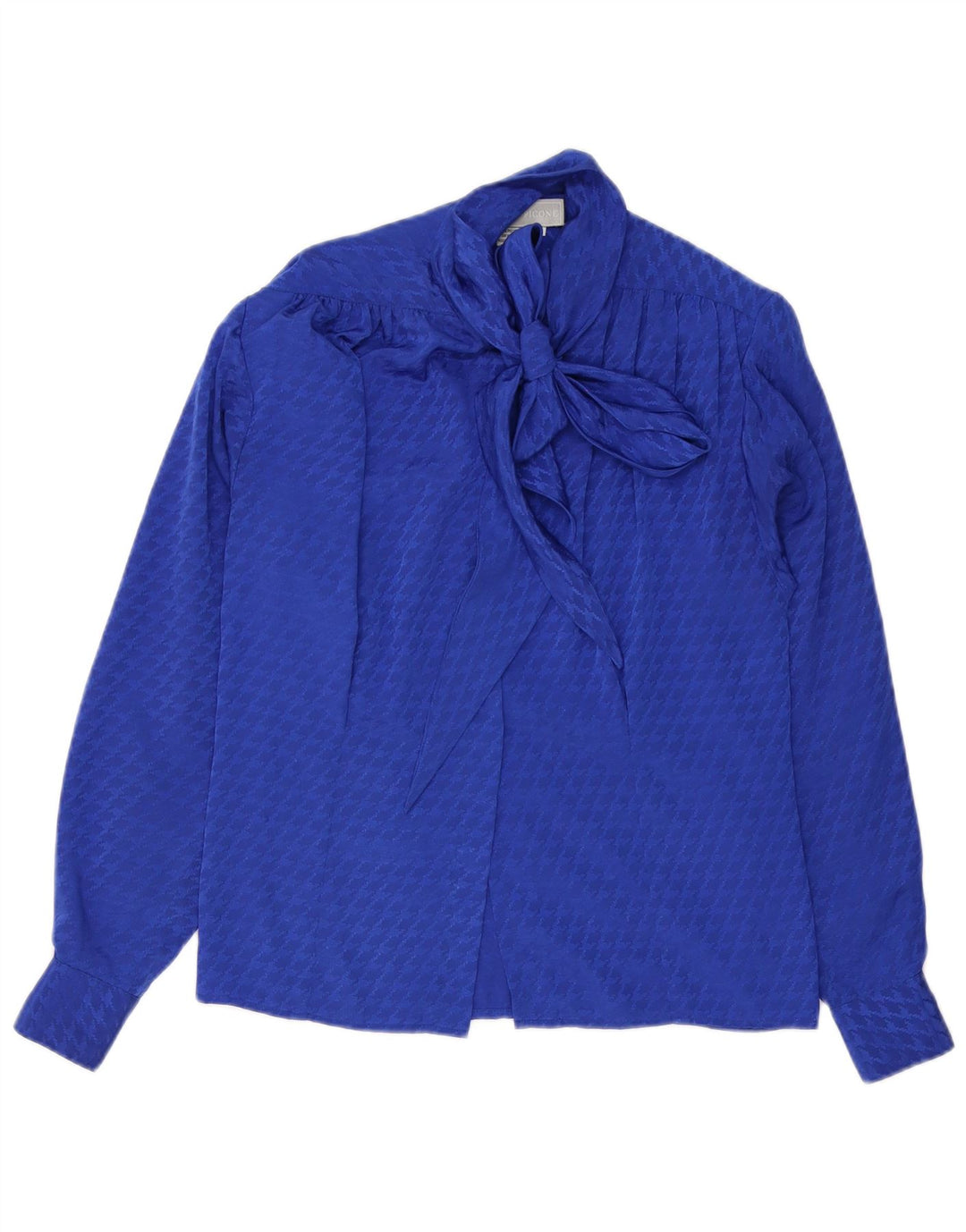 Evan Picone Womens Front Tie Shirt Bluse US 4 Small Blue Houndstooth