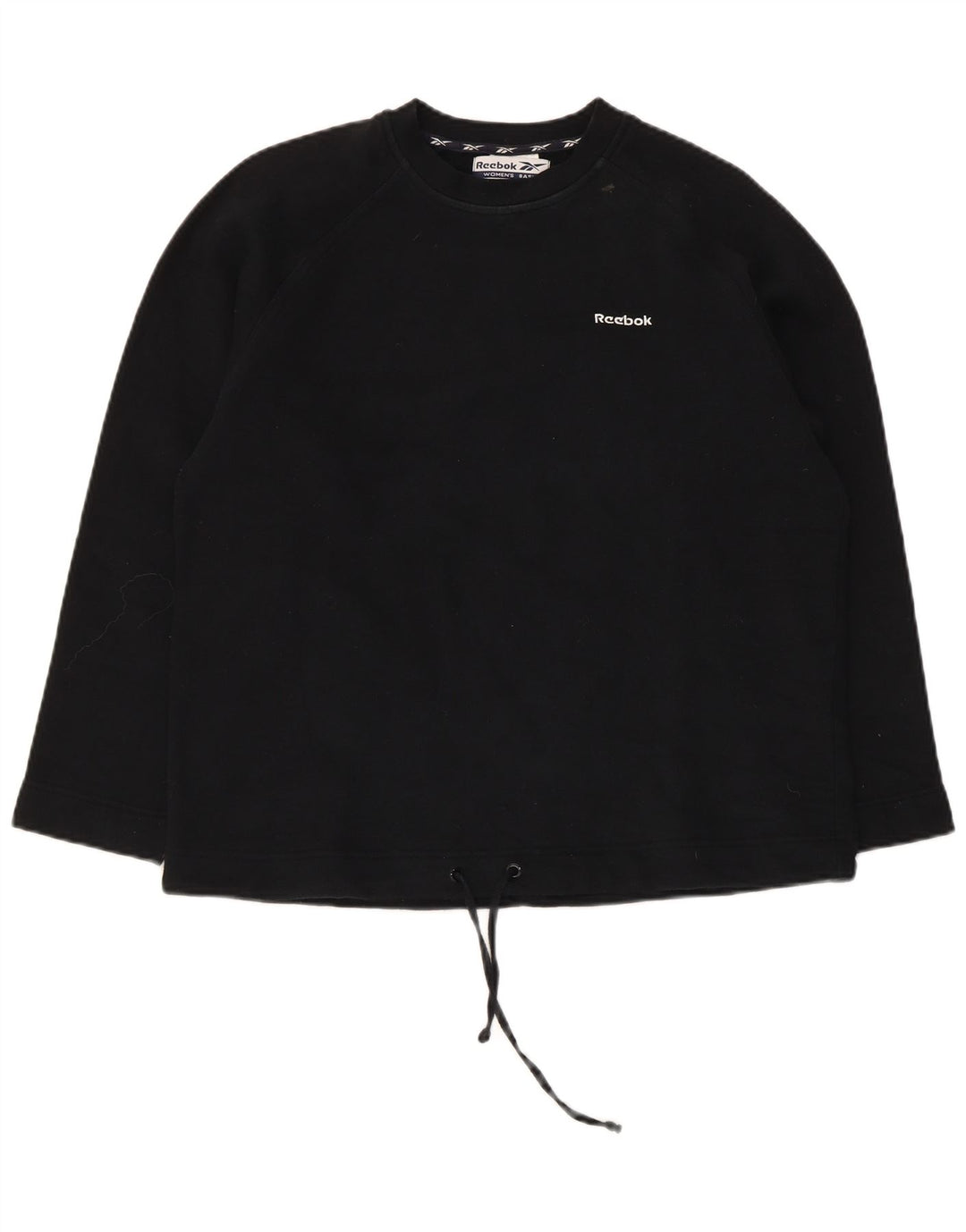 Reebok Dame Sweatshirt Jumper UK 12 Medium Sort Bomuld