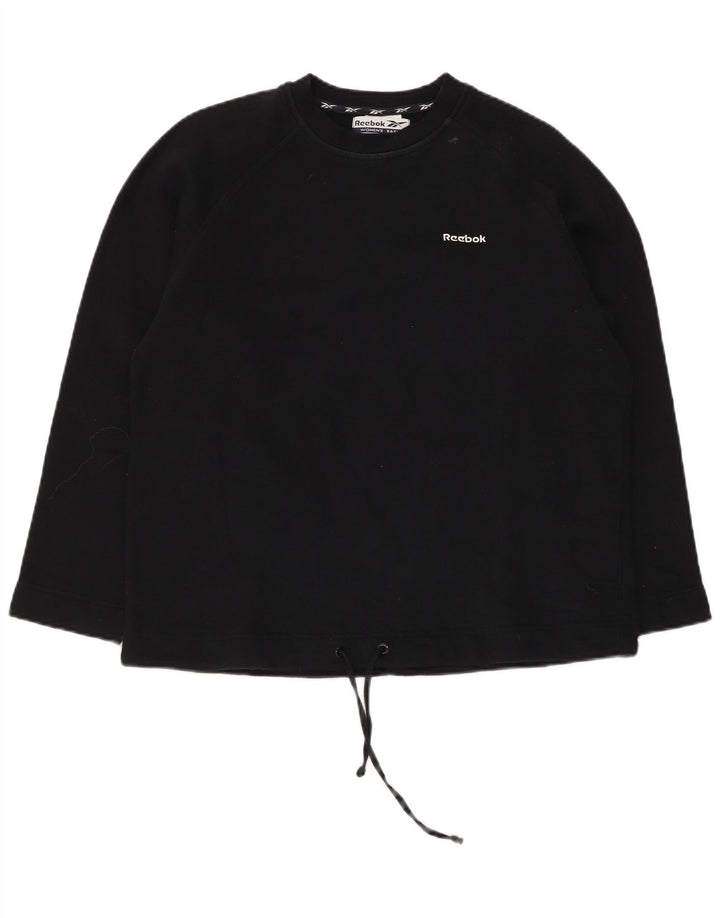 Reebok Dame Sweatshirt Jumper UK 12 Medium Sort Bomuld