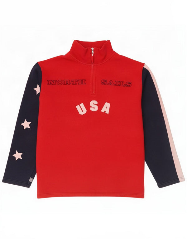 North Sails Herre grafisk sweatshirt med lynlås XL Rød Colourblock
