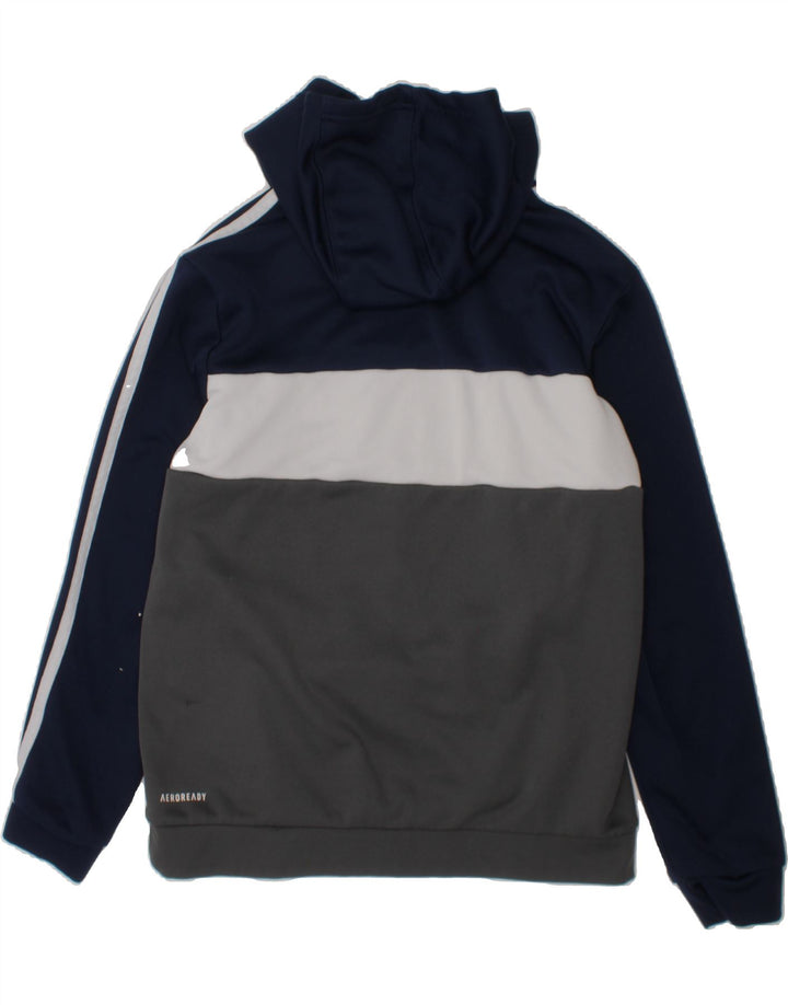 ADIDAS Boys Hoodie Jumper 11-12 Years Grey Colourblock Polyester Vintage Adidas and Second-Hand Adidas from Messina Hembry 