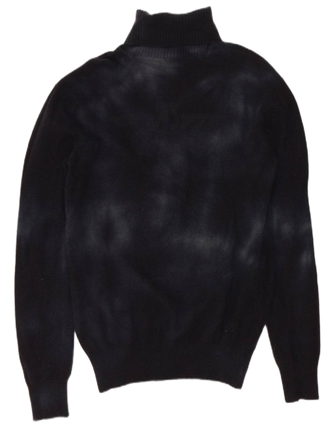 Armani Jeans Dame Roll Neck Jumper Sweater UK 10 Small Navy Blue Tie Dye