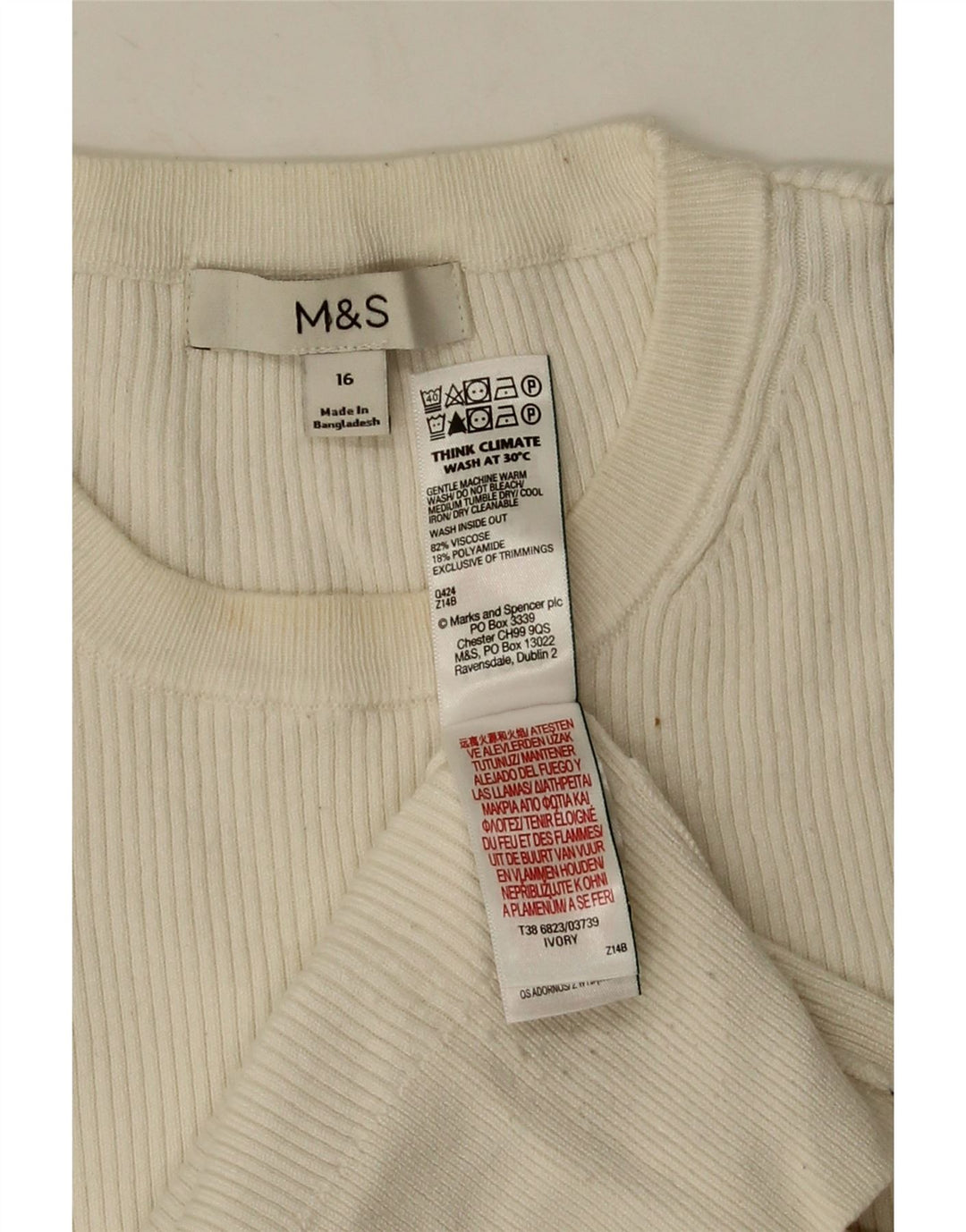 Marks & Spencer Dametop Langærmet UK 16 Large White Viscose