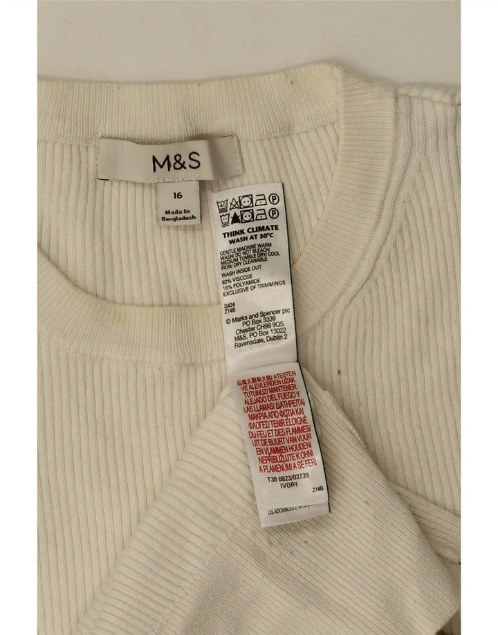 Marks & Spencer Dametop Langærmet UK 16 Large White Viscose